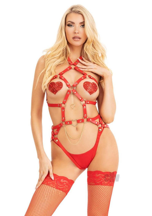 Convert V/l Heart Harn Teddy Lg Red - SexToy.com