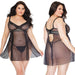 Coquette Babydoll & G-String Set-Black 3X/4X - SexToy.com