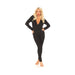 Cozy Brushed Rib Long Johns With Cheeky Snap Closure Back Flap. Black Sml/med | SexToy.com