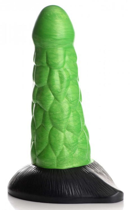 Creature Cocks Radioactive Reptile Thick Scaly Silicone Dildo - Green/Black - SexToy.com