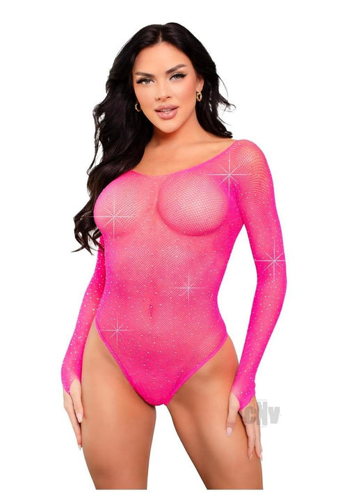 Crystal Long Sle Thong Suit Snap Os Pnk - SexToy.com