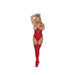 Cupless Stretch Lace Teddy W/ Thigh Hi's Red O/s - SexToy.com