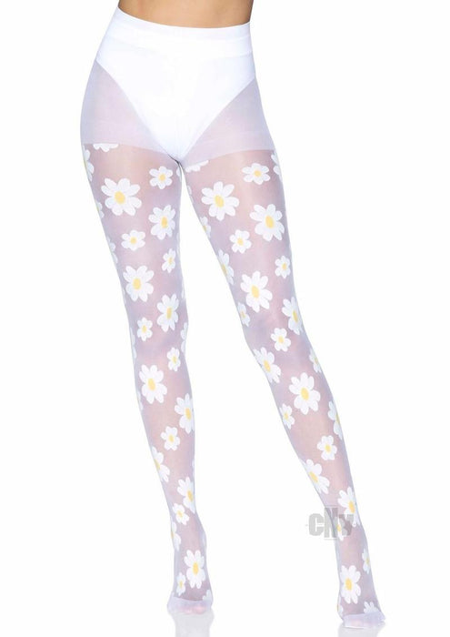 Daisy Nylon Sheer Tights Os White - SexToy.com