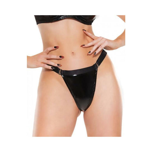 Darque Pvc Thong W/adjustable Waist Straps Black O/s - SexToy.com