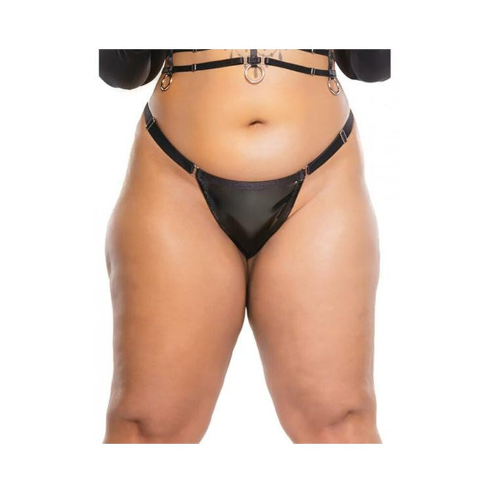 Darque Pvc Thong W/adjustable Waist Straps Black Os/xl - SexToy.com