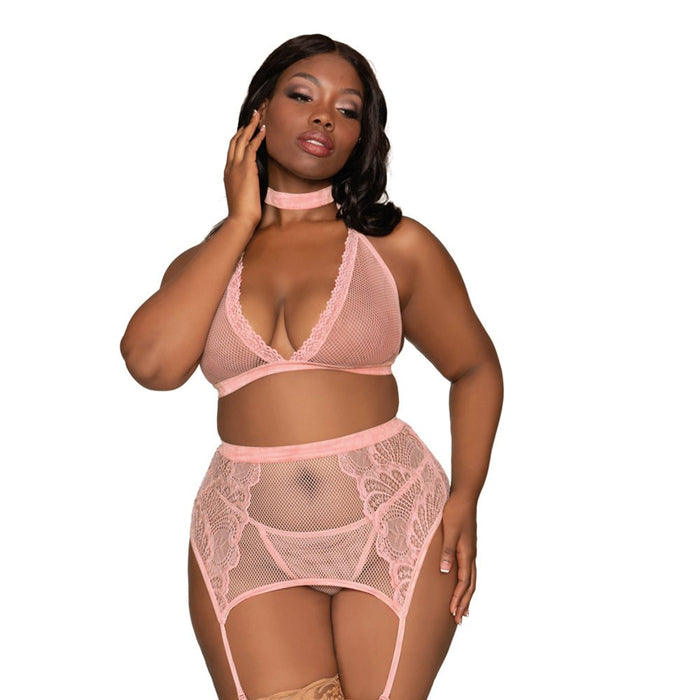 Dg Bra Garterbelt & G-string Pink Queen - SexToy.com