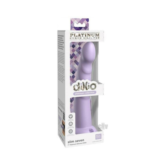 Dillio Platinum Slim Seven Silicone Dildo 7 In. Purple | SexToy.com