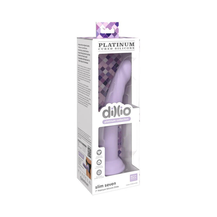 Dillio Platinum Slim Seven Silicone Dildo 7 In. Purple - SexToy.com