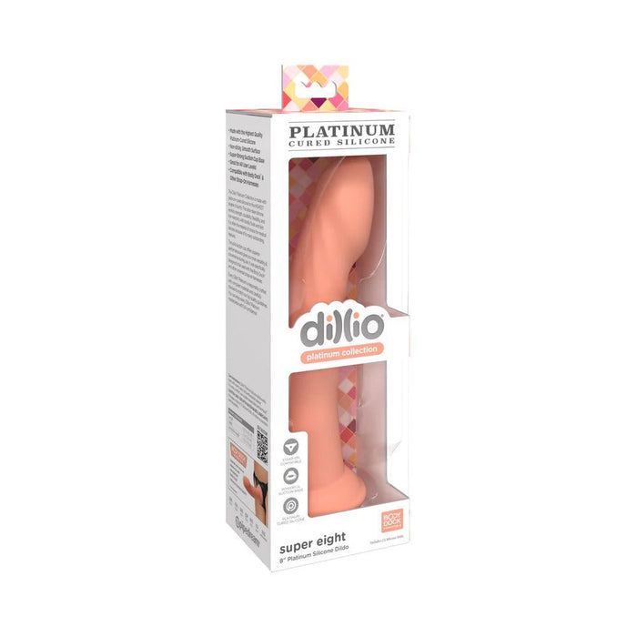 Dillio Platinum Super Eight Silicone Dildo 8 In. Peach - SexToy.com