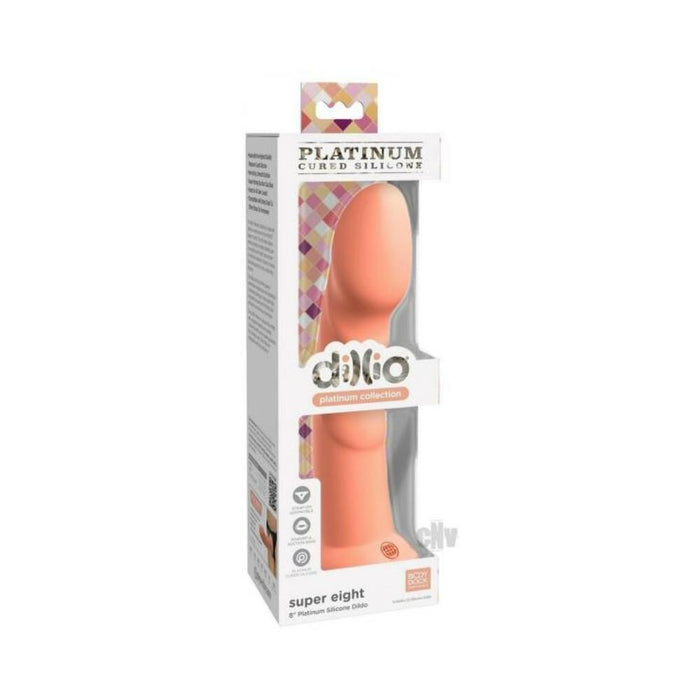 Dillio Platinum Super Eight Silicone Dildo 8 In. Peach | SexToy.com