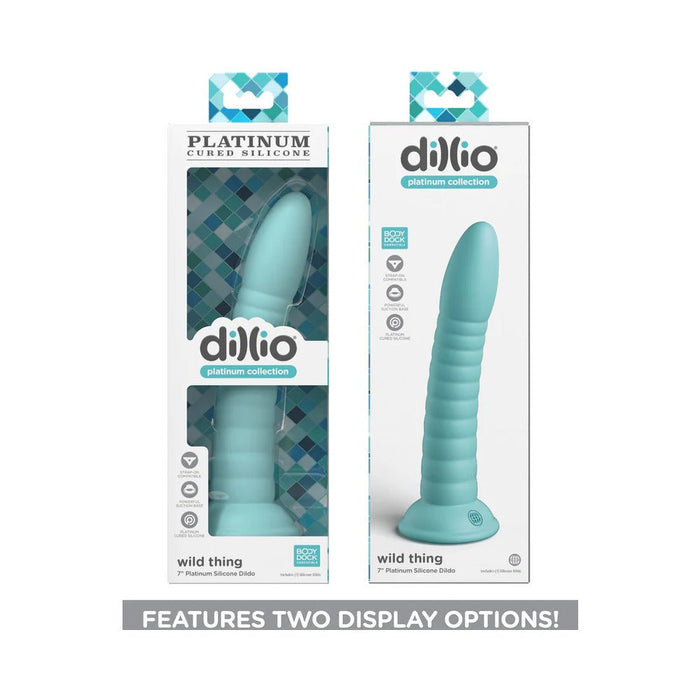 Dillio Platinum Wild Thing Silicone Dildo 7 In. Teal - SexToy.com