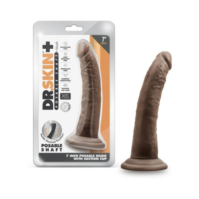 Dr. Skin Plus 7 In. Posable Dildo Chocolate - SexToy.com