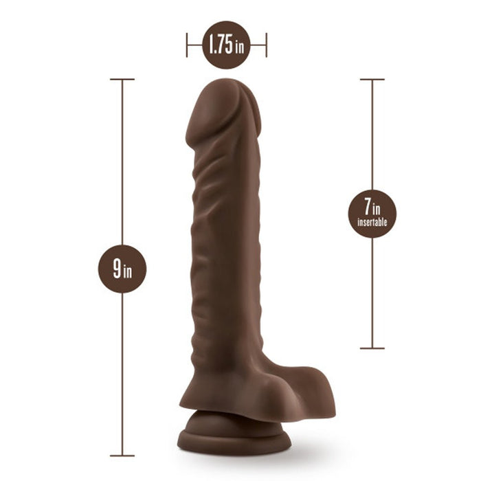 Dr. Skin Plus Posable Dildo With Balls 9 In. Chocolate - SexToy.com