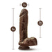 Dr. Skin Plus Thick Posable Dildo With Balls 9 In. Chocolate - SexToy.com