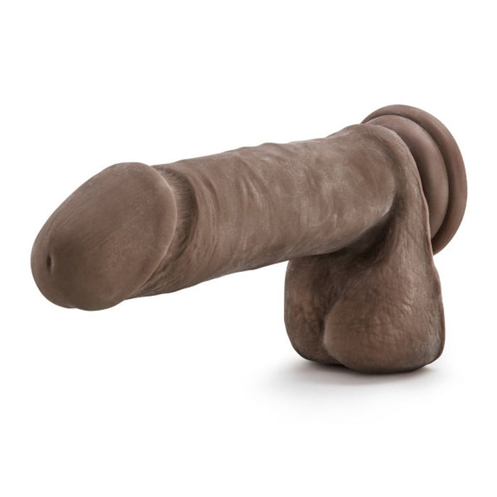 Dr. Skin Plus Thick Posable Dildo With Balls 9 In. Chocolate - SexToy.com