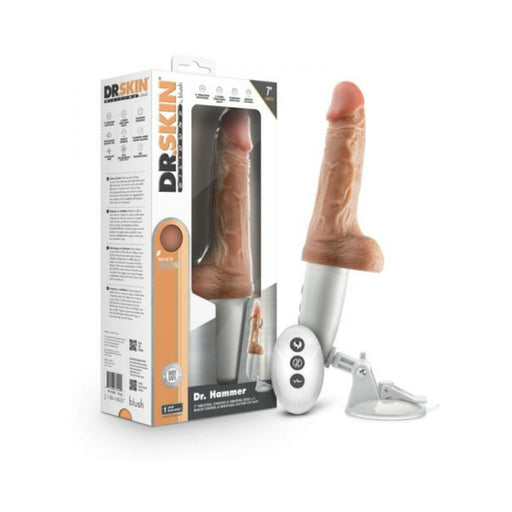 Dr. Skin Silicone Dr. Hammer Thrusting Dildo With Handle 7 In. Beige - SexToy.com