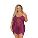 Dreamgirl Halter Fringe Chemise & G-string Mulberry 3xl (hanging) - SexToy.com