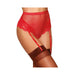 Dreamgirl High-waisted Fishnet And Lace Garter Thong With Satin Ribbon Back Tie Ruby L - SexToy.com