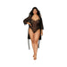 Dreamgirl Mesh Robe & Strappy Back Teddy With Lace Trim Black 3xl Hanging | SexToy.com