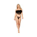 Dreamgirl Stretch Mesh Bustier With Removable Feather Trim And G-string Set Black L - SexToy.com