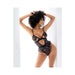 Embroidered Peek A Boo Bodysuit Black L/xl - SexToy.com