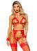 Eyelash Bra Garter Gstring 4pc Os Red - SexToy.com