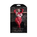 Fantasy Lingerie Sheer Follow Up Longsleeve Open Top, Crotchless Tights & 1 Pair Of Pasties Red Quee - SexToy.com