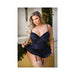 Fantasy Lingerie Tease Elle Floral Burnout Velvet Skirted Bustier, Matching Panty & Removable Garters - SexToy.com