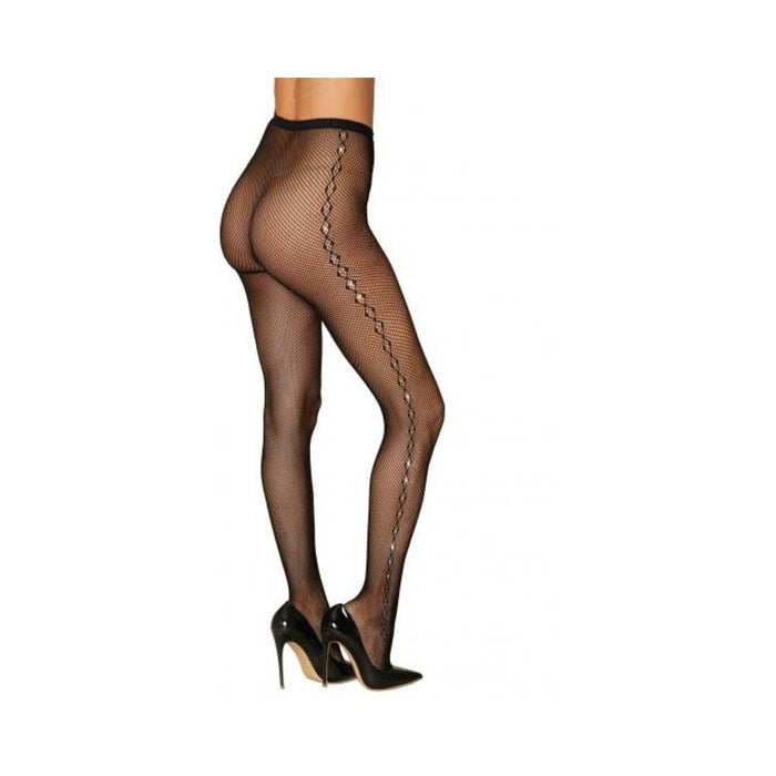 Fishnet Rhinestone Pantyhose Black O/s - SexToy.com