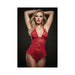 Flared Lace Teddy W/snap Crotch Red O/s - SexToy.com