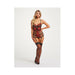 Floral Embroidered Lace Chemise W/adjustable Garters & Thong Black/red Sm - SexToy.com