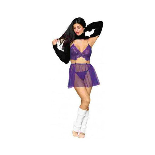 Floral Lace Babydoll & G String Set Violet O/s - SexToy.com