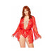 Floral Teddy Thong Robe 3pc 1x/2x Red - SexToy.com