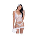 Forever Yours Embroidered Bustier & Thong White Lg - SexToy.com