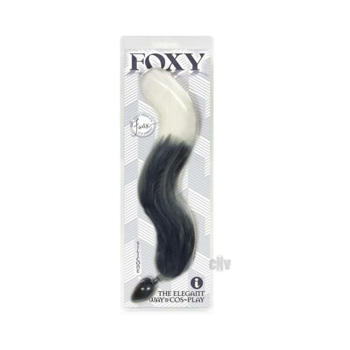 Foxy Fox Tail Silicone Butt Plug - Silver - SexToy.com