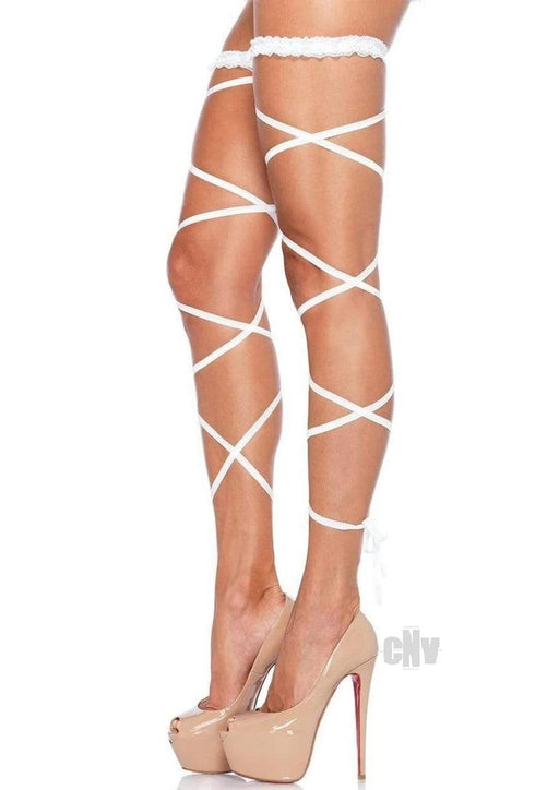 Garter Leg Wrap Set Os Wht - SexToy.com