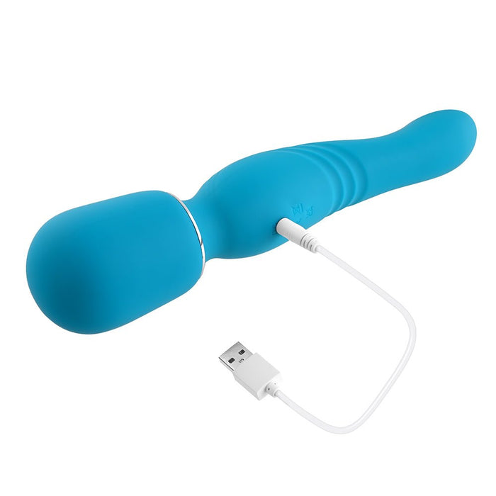 Gender X Double The Fun Rechargeable Dual Ended Silicone Wand Vibrator Teal - SexToy.com