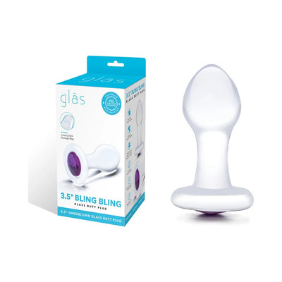 Glas 3.5" Bling Bling Glass Butt Plug - SexToy.com