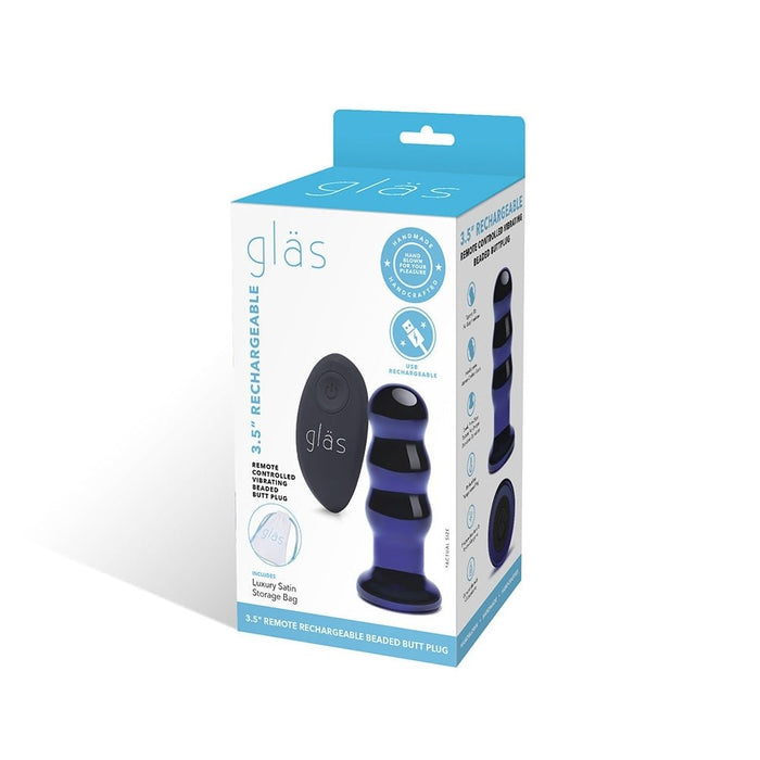 Glas 3.5 Rechargeable Remote Controlled Vibrating Beaded Buttplug - SexToy.com