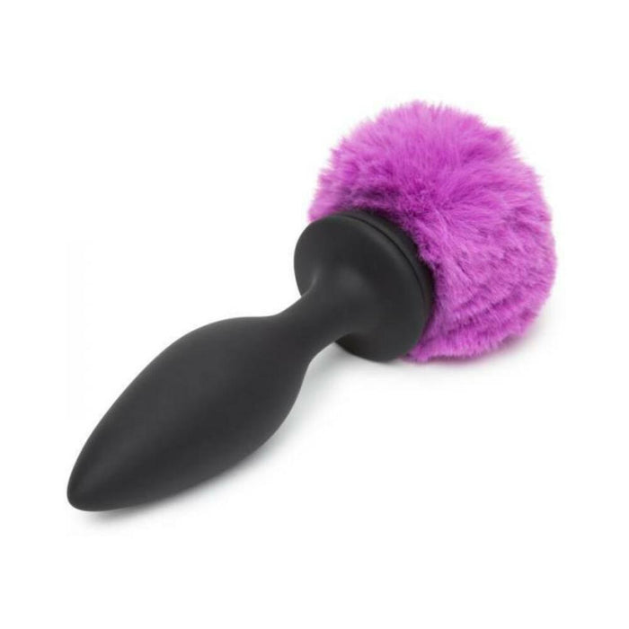 Happy Rabbit Rechargeable Vibrating Butt Plug With Interchangeable Gem And Purple Puff Large | SexToy.com