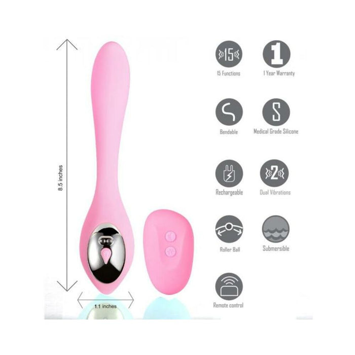 Harmonie Pink Bendable Dual Vibrator W/ Remote Control - SexToy.com