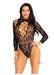 High Neck Lace Net Keyhole Suit Os Blk - SexToy.com