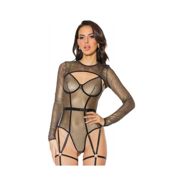 Holiday Metallic Fishnet Shrug Black/gold O/s - SexToy.com