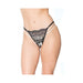 Holiday Metallic Scallop Stretch Lace Crotchless Panty Black/silver O/s - SexToy.com