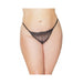 Holiday Metallic Scallop Stretch Lace Crotchless Panty Black/silver Os/xl - SexToy.com