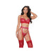 Holiday Metallic Stretch Lace Underwire Bra, Garter Belt & G-string Red/silver Md - SexToy.com