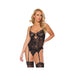 Holiday Scallop Stretch Lace Bustier W/bow & Thong Black Md - SexToy.com