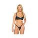 Holiday Stretch Knit Bra W/rhinestone Trim & G-string Black/silver Xl - SexToy.com