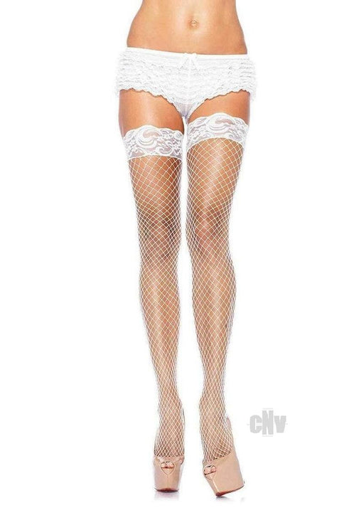 Industrial Net Stay Up Thigh Highs - One Size - White - SexToy.com