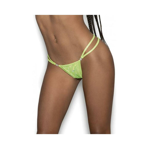 Jeweled Black Light Dancewear Strappy G-string Neon Lime O/s - SexToy.com